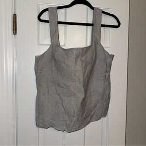 J. Crew Black and White Striped Linen Tank Top